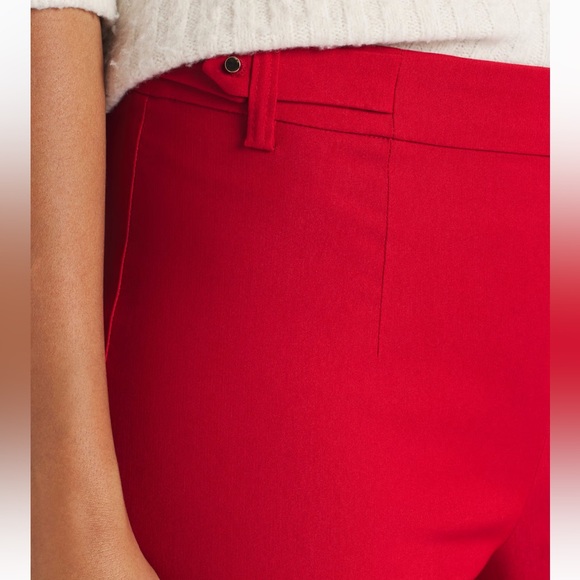 NWOT/EUC Tenney Mid Rise Slim Straight Ankle Trouser in Bright Red - Picture 4 of 14